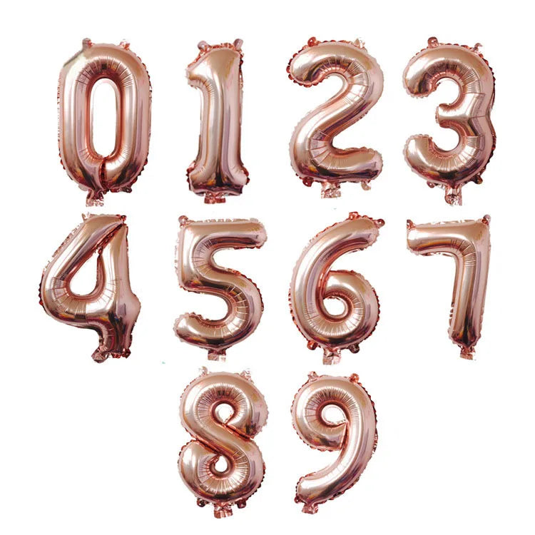 16 32inch Number Aluminium ballons decoration birthday rainbow Silver rose Gold 0-9 Number Foil Wedding party decorations adult