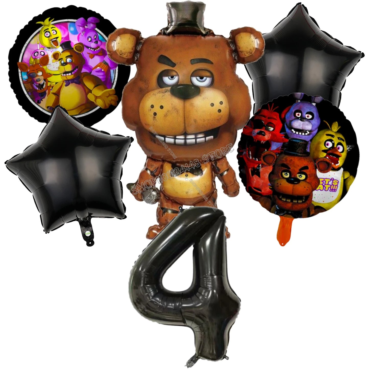 Fnafs Birthday Ballons 6pcs Five Nights At Freddys Party Number Balloons Decoration Props Ornaments Aluminium Balloon Kids Gift