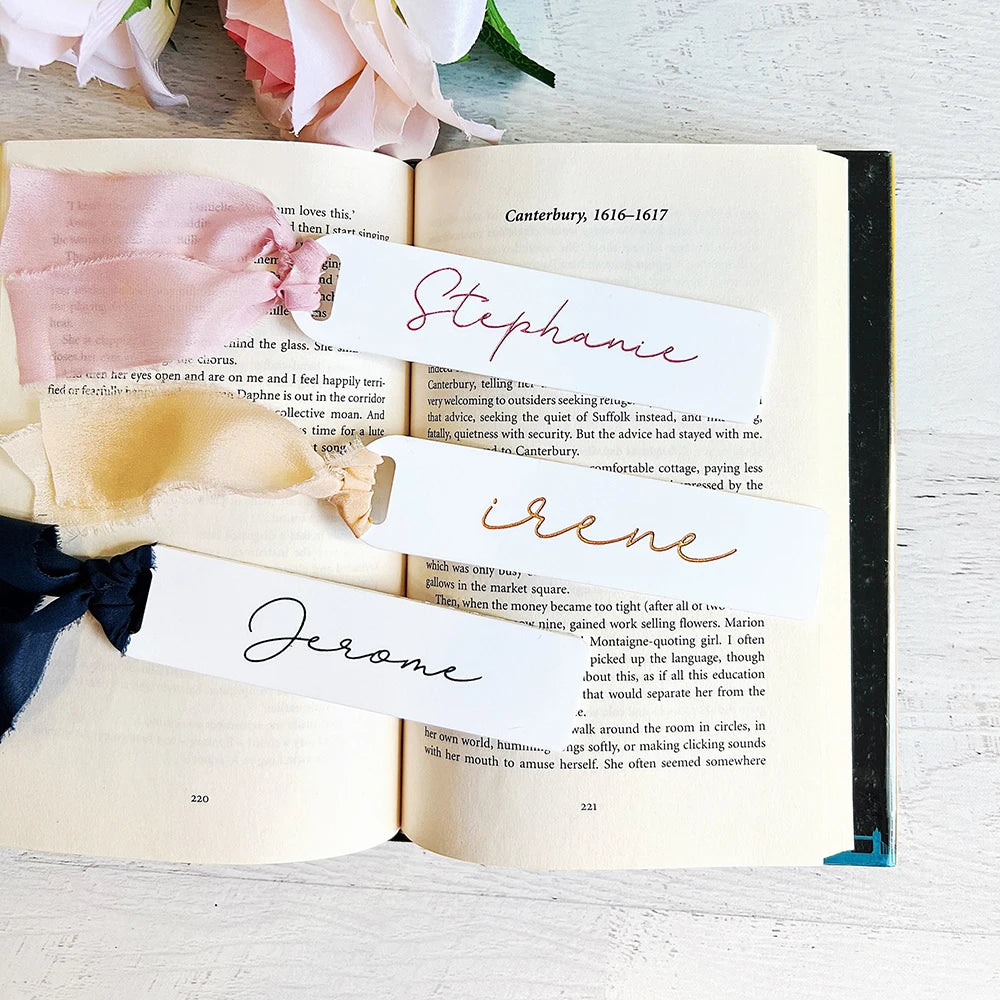 Blanks Acrylic Bookmark Wedding Place Cards with Frayed Edge Ribbon Acrylic Tag DIY Bookmark Book Accessories for Reading Lovers