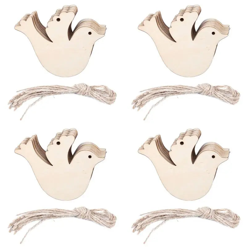 DTA4 Wooden for Dove Ornament Christmas Tree Decoration Wedding Wish Tree Pendant Small for Craft 40 Pcs