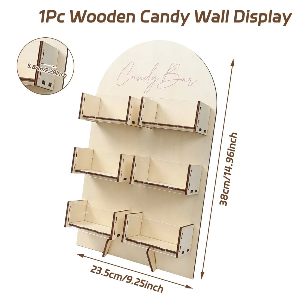 6 Grids Wooden Candy Bar Decoration Dessert Chocolate Snack Display Stand Boxes Birthday Party Wedding Table Decoration