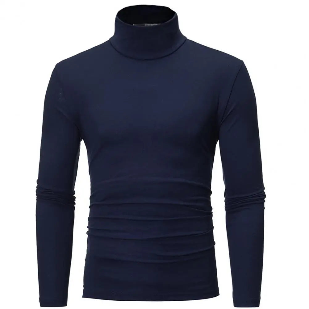 2021 New Men's Solid Color Turtleneck T Shirts Male Slim Fit Long Sleeve T Shirts Black White Men tshirt Tops S-3XL