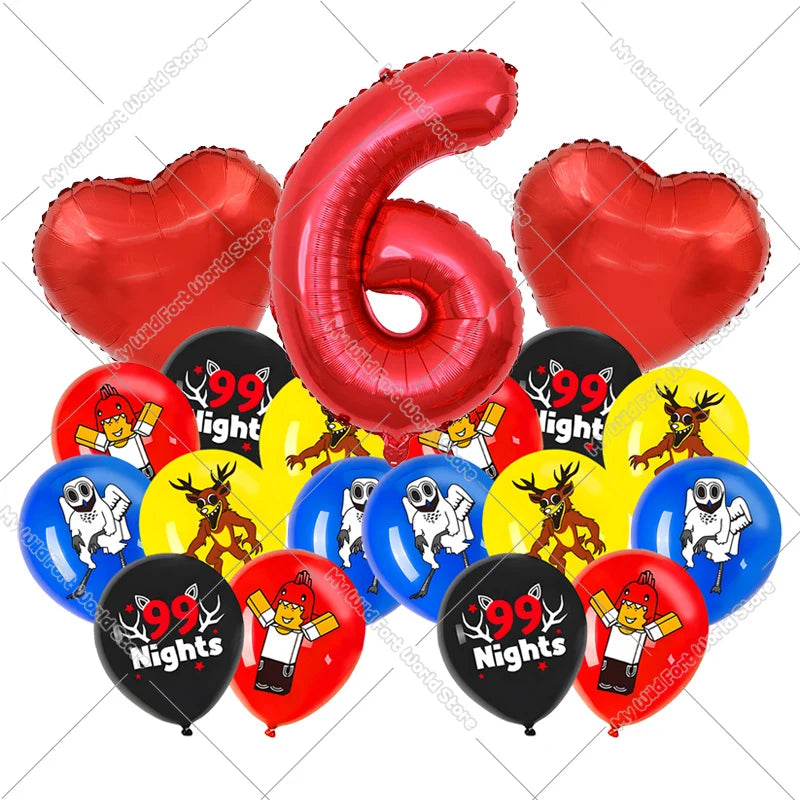 99 Nights in The Forest Birthday Number Ballons Set Balloons Baby Shower Party Decoration Hot Game Party Supplies Girl Boy Gift