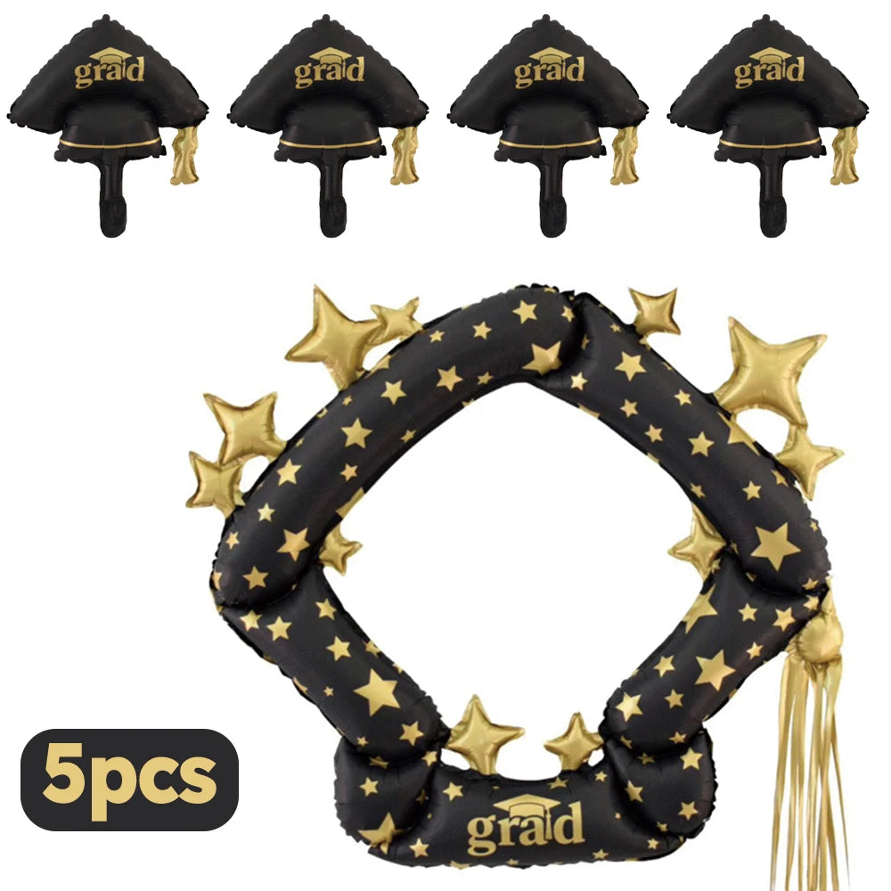 Grads Balloons, Large Black & Gold Bachelor Hat Foil Balloon, Graduation Party, College Graduation Ceremony Congratulation Decor