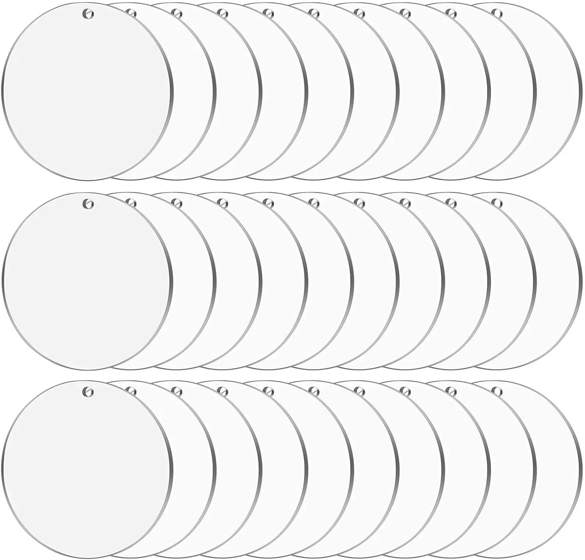 Clear Round Acrylic Ornaments Blank Acrylic Circle Discs with Hole for Making Christmas,Keychains,Gift Tag,Name Plates,Keepsakes