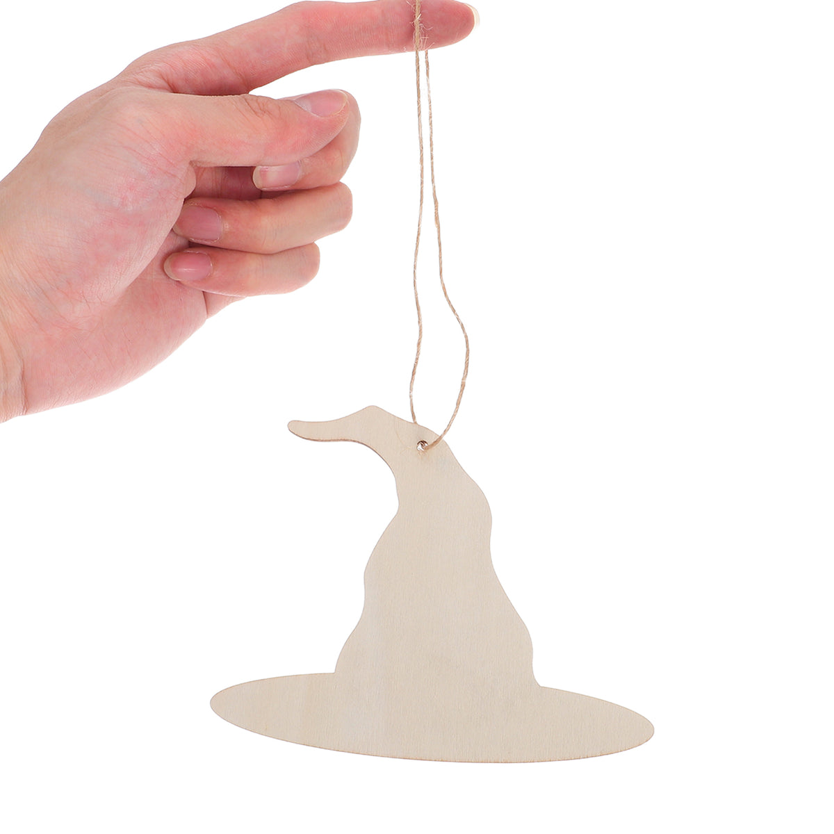 20 Pcs Wooden Witch Hat Hanging Ornament Halloween Photo Prop DIY Craft Cutouts Party Props Blank Boards Unfinished