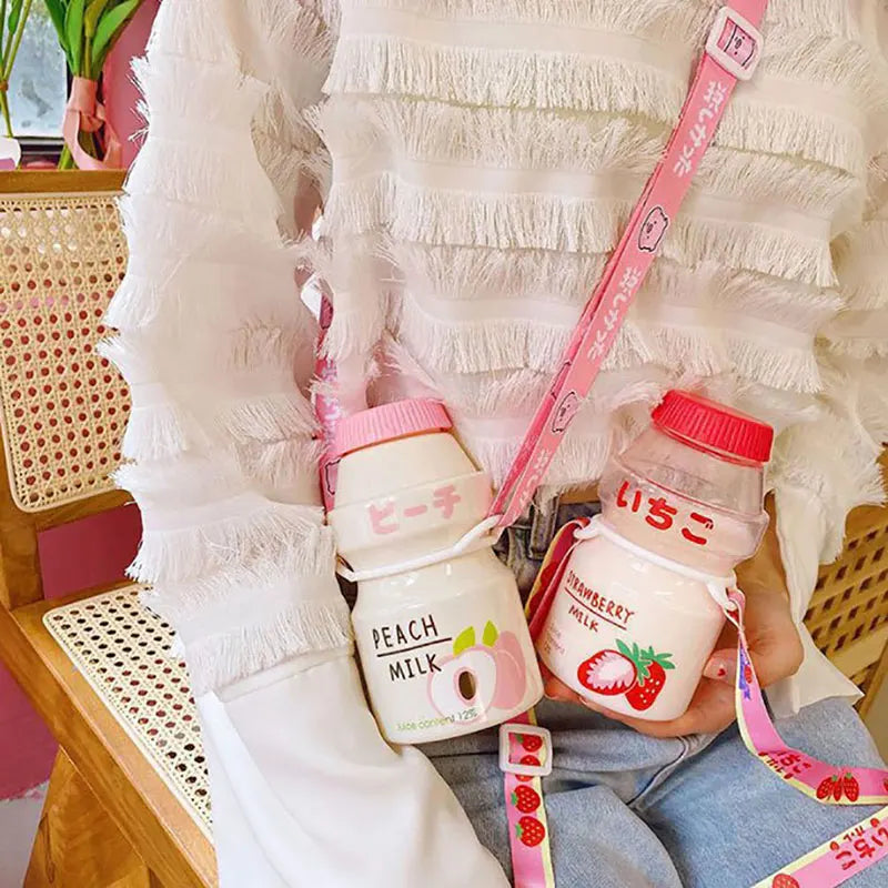 480ml Plastic Water Bottle Cute Tour Drinking Bottles Shaker Yakult Shape Kawaii Milk Carton Glass Water Bottles For Girl Bidon