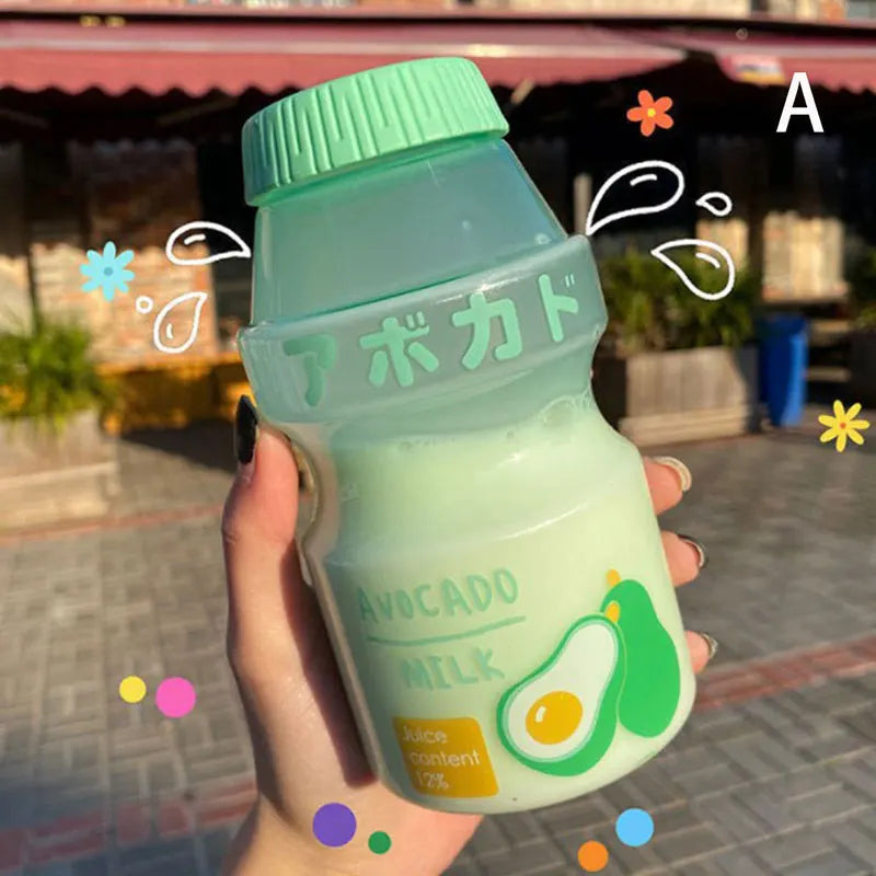 480ml Plastic Water Bottle Cute Tour Drinking Bottles Shaker Yakult Shape Kawaii Milk Carton Glass Water Bottles For Girl Bidon
