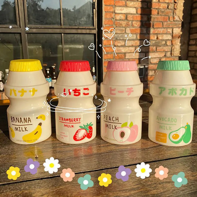 480ml Plastic Water Bottle Cute Tour Drinking Bottles Shaker Yakult Shape Kawaii Milk Carton Glass Water Bottles For Girl Bidon