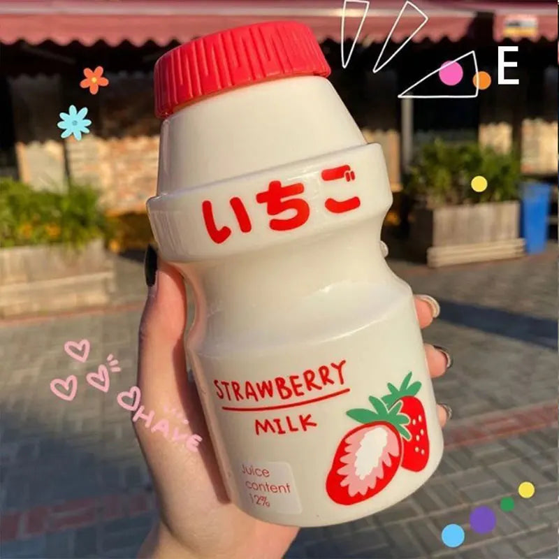 480ml Plastic Water Bottle Cute Tour Drinking Bottles Shaker Yakult Shape Kawaii Milk Carton Glass Water Bottles For Girl Bidon