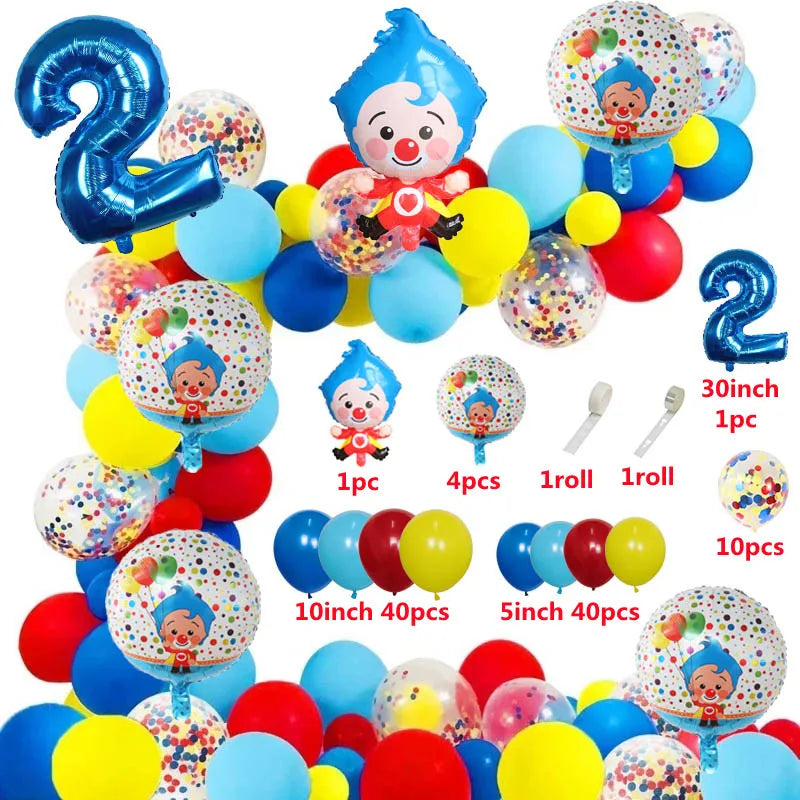 98pcs/Set Cartoon Clown Arch Garland Kit Foil Number Balloons Latex Air Globos Baby Shower Birthday Party Decorations Supplies