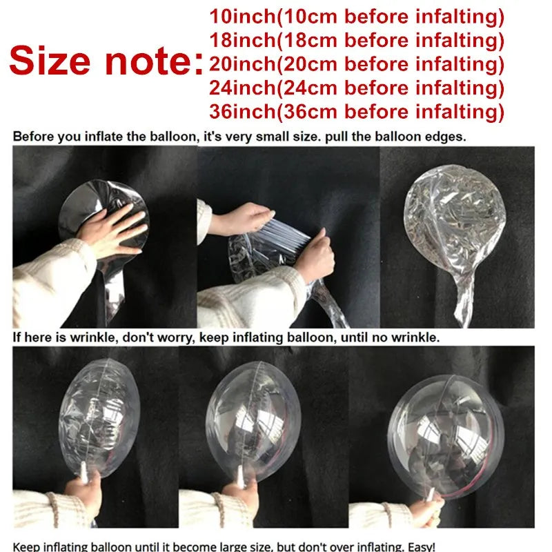 Wedding Decoration Glitter Balloons DIY Transparent Bubble Balls PVC Round Helium Bobo Ballons Event Birthday Party Decor Ballon