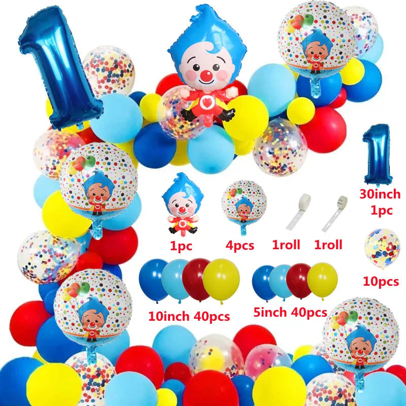 98pcs/Set Cartoon Clown Arch Garland Kit Foil Number Balloons Latex Air Globos Baby Shower Birthday Party Decorations Supplies