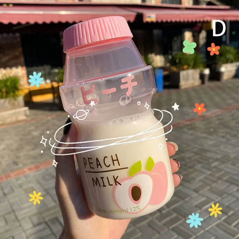 480ml Plastic Water Bottle Cute Tour Drinking Bottles Shaker Yakult Shape Kawaii Milk Carton Glass Water Bottles For Girl Bidon
