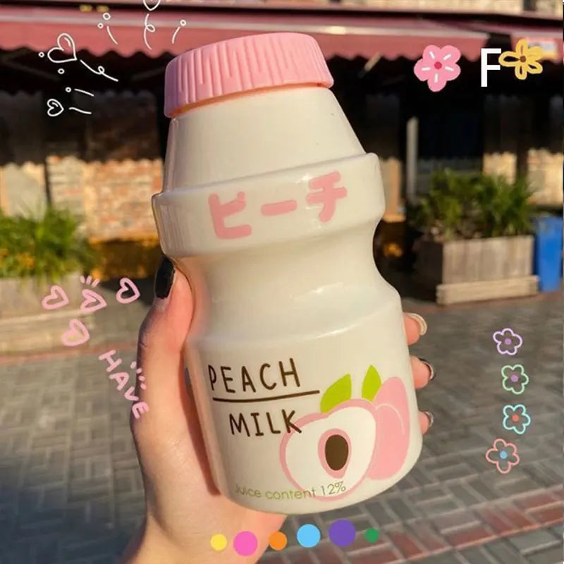 480ml Plastic Water Bottle Cute Tour Drinking Bottles Shaker Yakult Shape Kawaii Milk Carton Glass Water Bottles For Girl Bidon