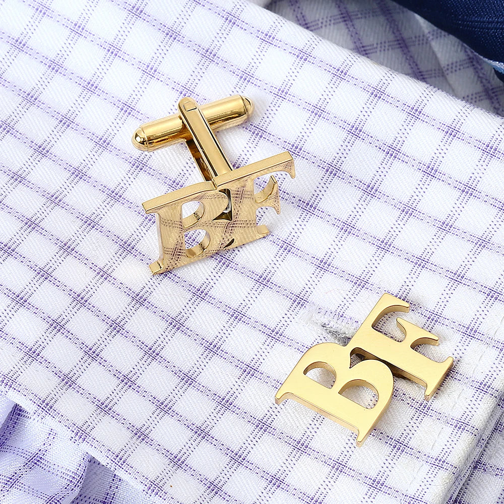 Gemelos Personalizados Boda Letter Name Cufflinks For MenCustom Initials Cuff Buttons Wedding Gifts LOGO Shirt Man Jewelry Cuffs