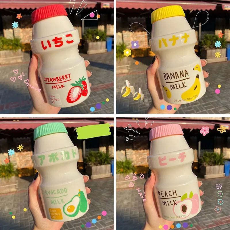 480ml Plastic Water Bottle Cute Tour Drinking Bottles Shaker Yakult Shape Kawaii Milk Carton Glass Water Bottles For Girl Bidon
