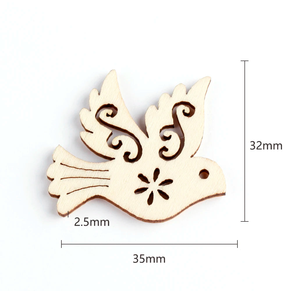 Fashion Unfinished Peace Pigeon Wooden Pieces Scrapbooking Natural Wood Embellishment Handcrafts Card Making Bird Decor 10PCS