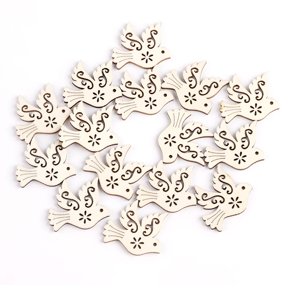 Fashion Unfinished Peace Pigeon Wooden Pieces Scrapbooking Natural Wood Embellishment Handcrafts Card Making Bird Decor 10PCS
