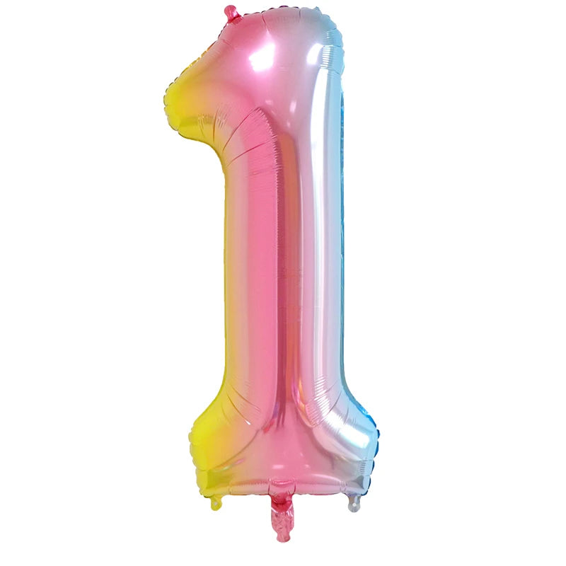 16 32inch Number Aluminium ballons decoration birthday rainbow Silver rose Gold 0-9 Number Foil Wedding party decorations adult