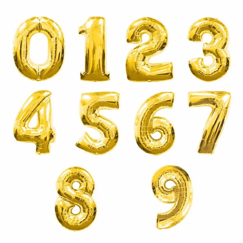 16 32inch Number Aluminium ballons decoration birthday rainbow Silver rose Gold 0-9 Number Foil Wedding party decorations adult