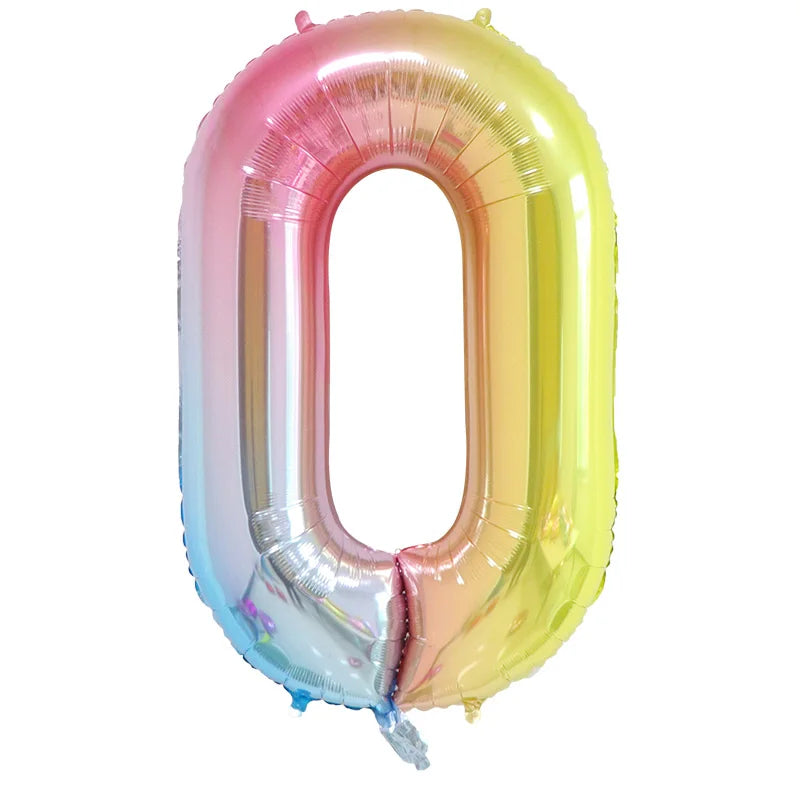 16 32inch Number Aluminium ballons decoration birthday rainbow Silver rose Gold 0-9 Number Foil Wedding party decorations adult