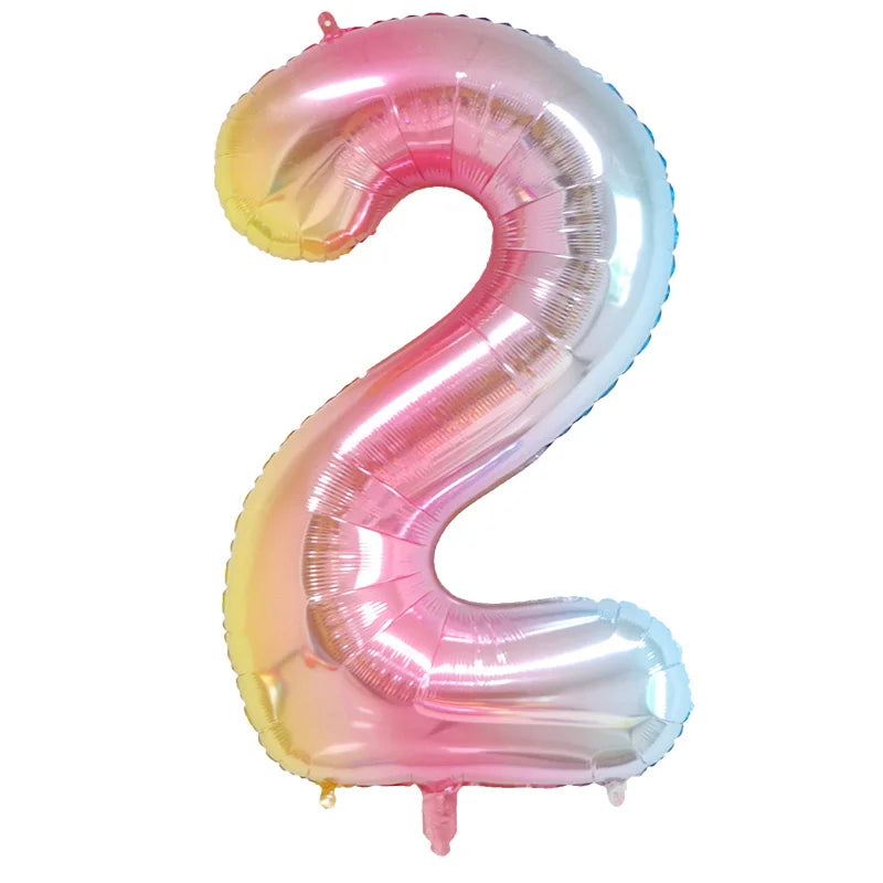16 32inch Number Aluminium ballons decoration birthday rainbow Silver rose Gold 0-9 Number Foil Wedding party decorations adult