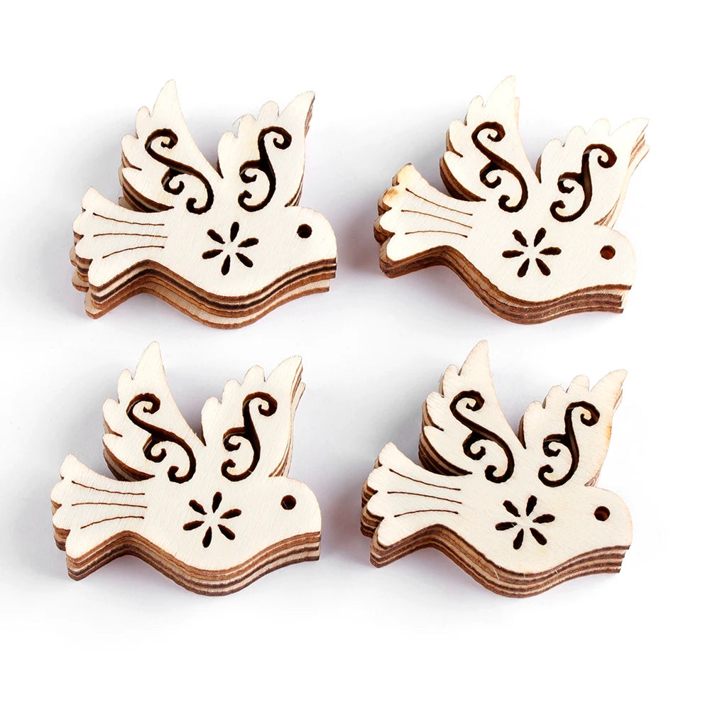 Fashion Unfinished Peace Pigeon Wooden Pieces Scrapbooking Natural Wood Embellishment Handcrafts Card Making Bird Decor 10PCS