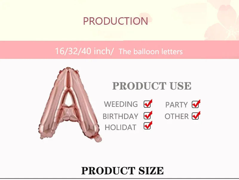 Foil Letter balloons 16 32 40 Inch happy birthday Wedding decorations Alphabe Ballon Kids Toys Baby Shower event party supplies