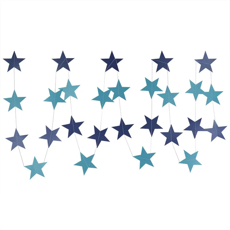 4M Bright Gold Silver Paper Garland Star String Banners Wedding Banner For Party Home Wall Hanging Decoration Baby Shower Favors