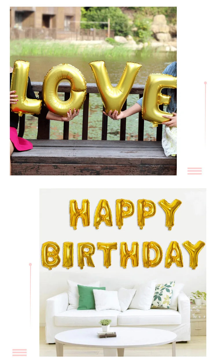 Foil Letter balloons 16 32 40 Inch happy birthday Wedding decorations Alphabe Ballon Kids Toys Baby Shower event party supplies