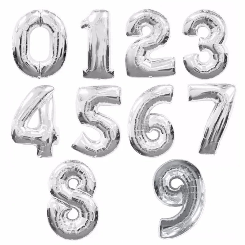 16 32inch Number Aluminium ballons decoration birthday rainbow Silver rose Gold 0-9 Number Foil Wedding party decorations adult