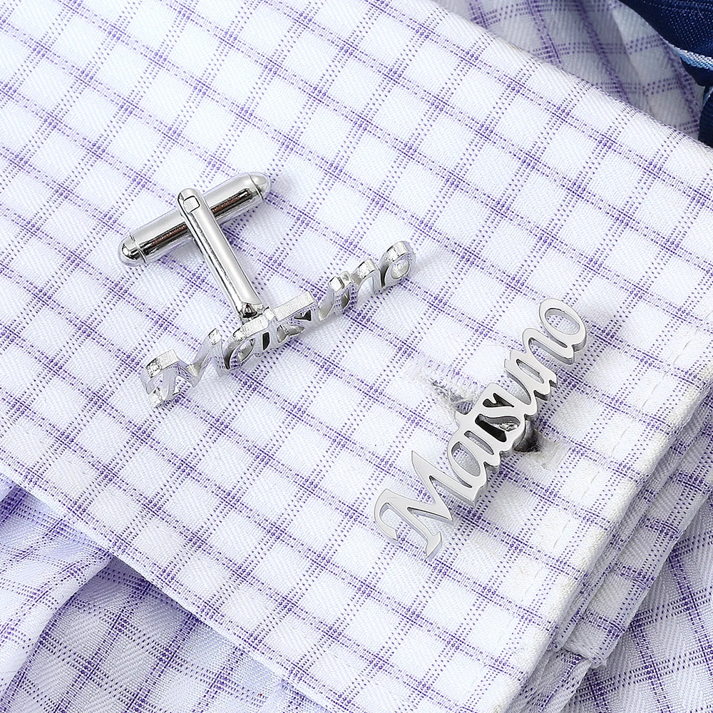 Gemelos Personalizados Boda Letter Name Cufflinks For MenCustom Initials Cuff Buttons Wedding Gifts LOGO Shirt Man Jewelry Cuffs