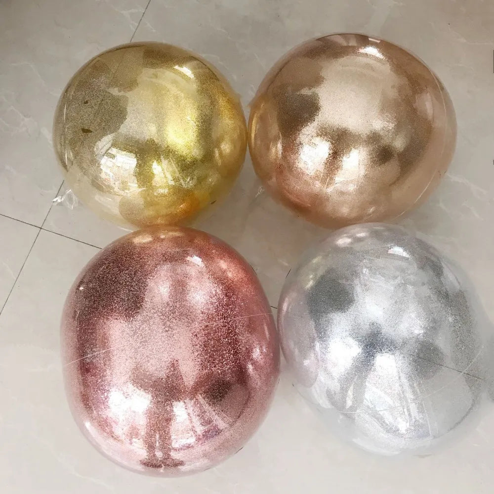 Wedding Decoration Glitter Balloons DIY Transparent Bubble Balls PVC Round Helium Bobo Ballons Event Birthday Party Decor Ballon