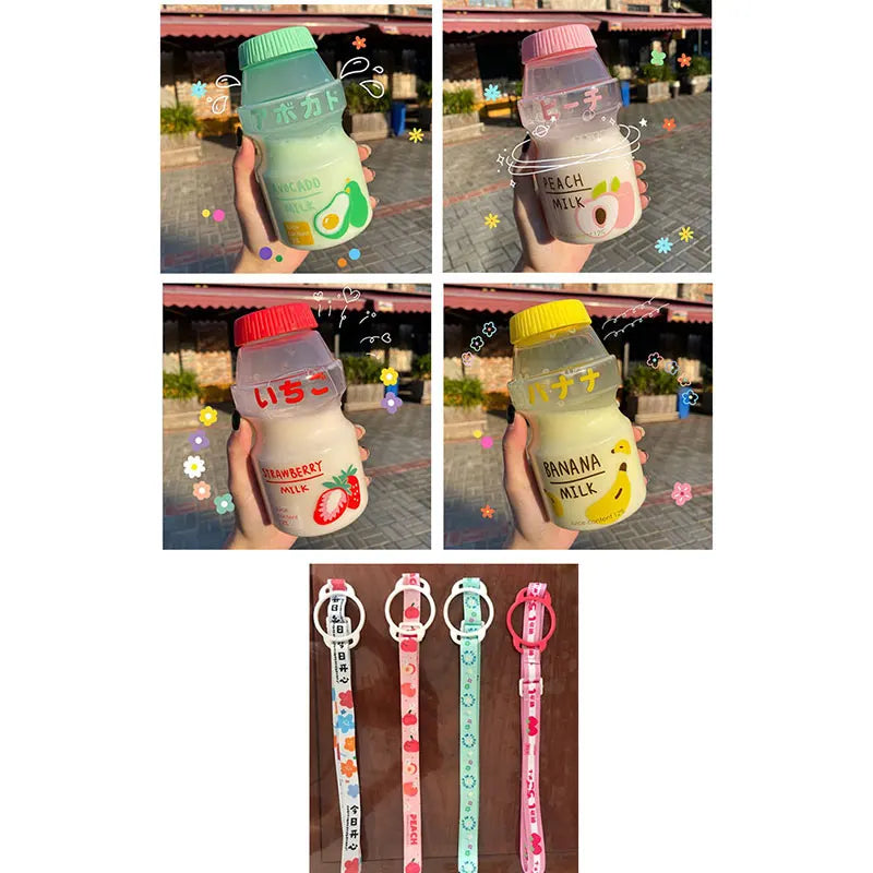 480ml Plastic Water Bottle Cute Tour Drinking Bottles Shaker Yakult Shape Kawaii Milk Carton Glass Water Bottles For Girl Bidon