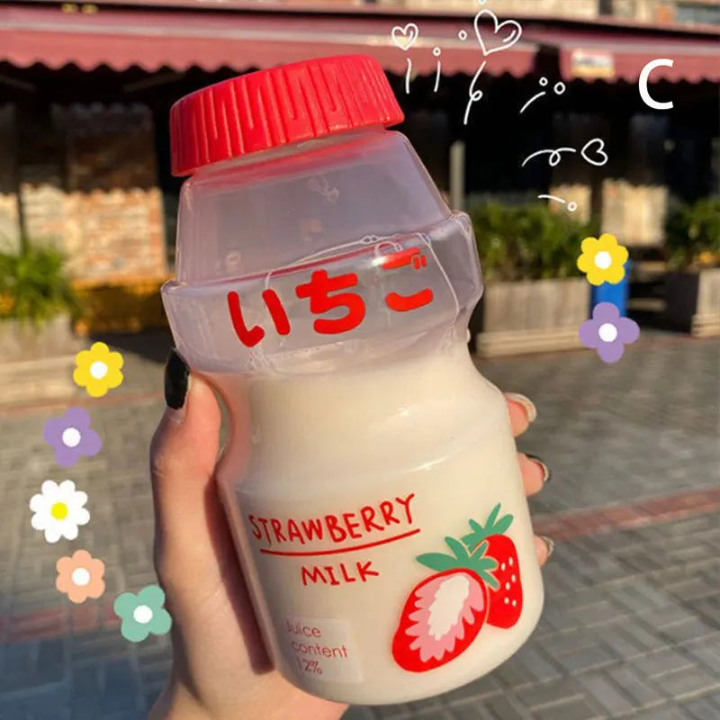 480ml Plastic Water Bottle Cute Tour Drinking Bottles Shaker Yakult Shape Kawaii Milk Carton Glass Water Bottles For Girl Bidon
