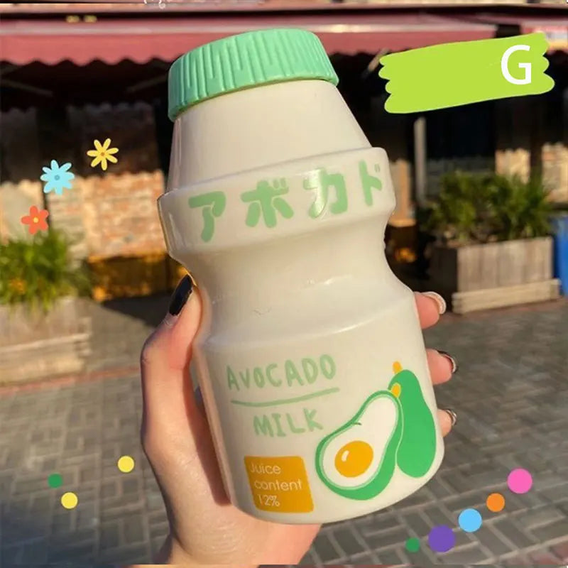 480ml Plastic Water Bottle Cute Tour Drinking Bottles Shaker Yakult Shape Kawaii Milk Carton Glass Water Bottles For Girl Bidon
