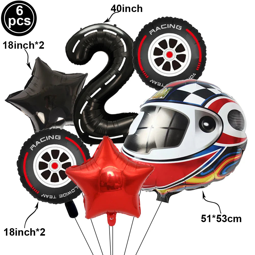 Motorcycle 2 3rd Birthday Party Decorations Motor Helmet Balloon Set Cake Toppers Banner Man Boys Motocross Sport Party Supplies