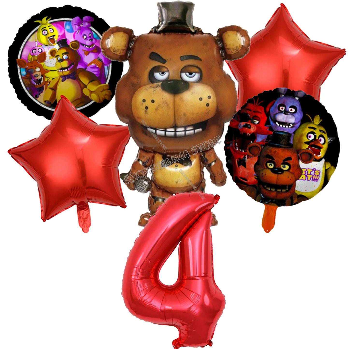 Fnafs Birthday Ballons 6pcs Five Nights At Freddys Party Number Balloons Decoration Props Ornaments Aluminium Balloon Kids Gift