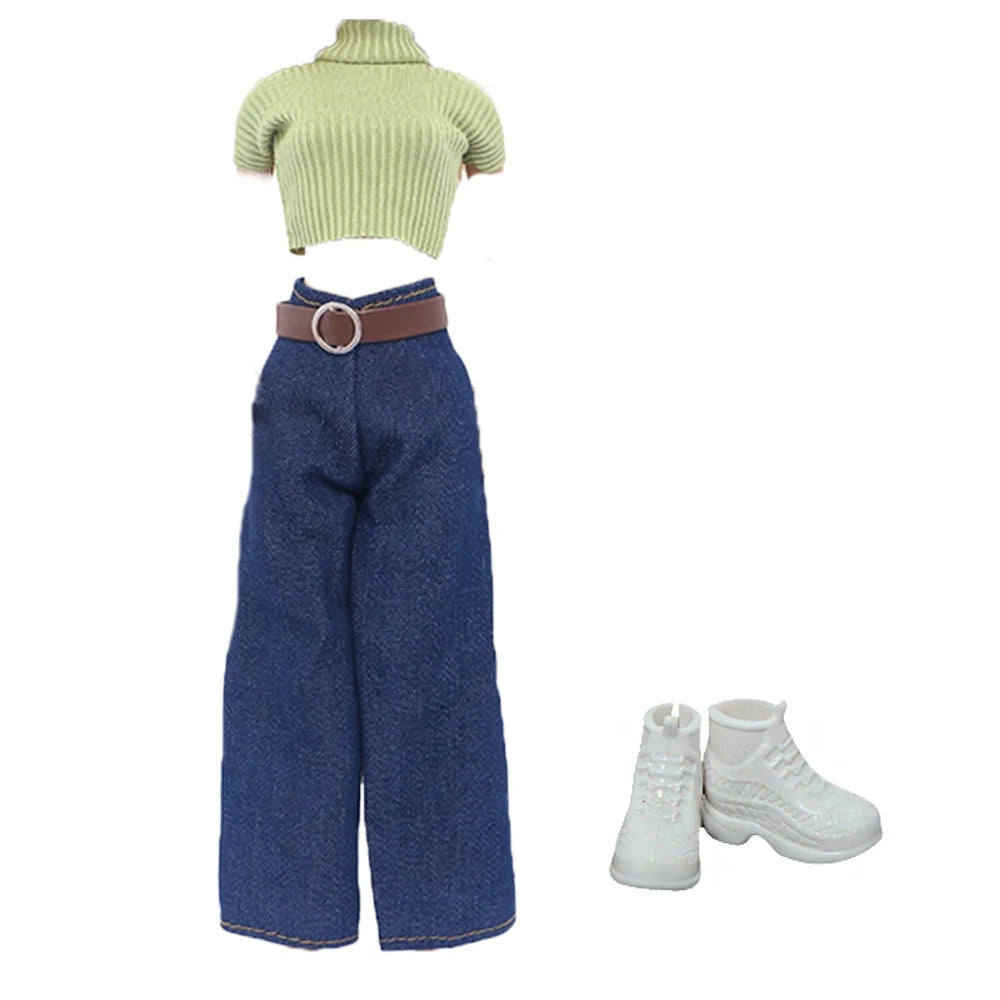Modern Doll Clothes 11.8'' 30cm Girl Doll Outfit Mini Dress with High Heel Shoes Boots Accessories Kids Doll Toy