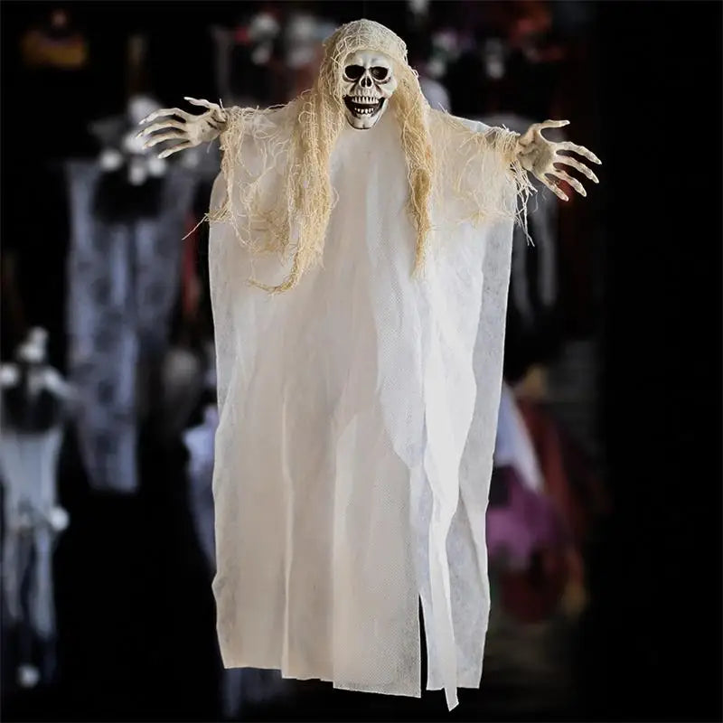 Halloween Decoration Outdoor Ghost Festival Chamber Terror Gauze Large Hanging Ghost Mask Door Curtain for Halloween House Decor