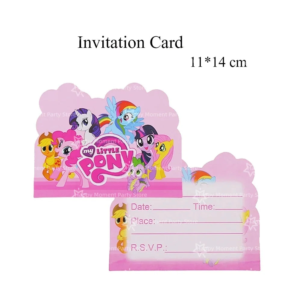 Pink Pony Birthday party Decoration set Tableware Tablecloth Plate Cup Gift Bags Napkin Baby Shower Pony Party Favors Supplies