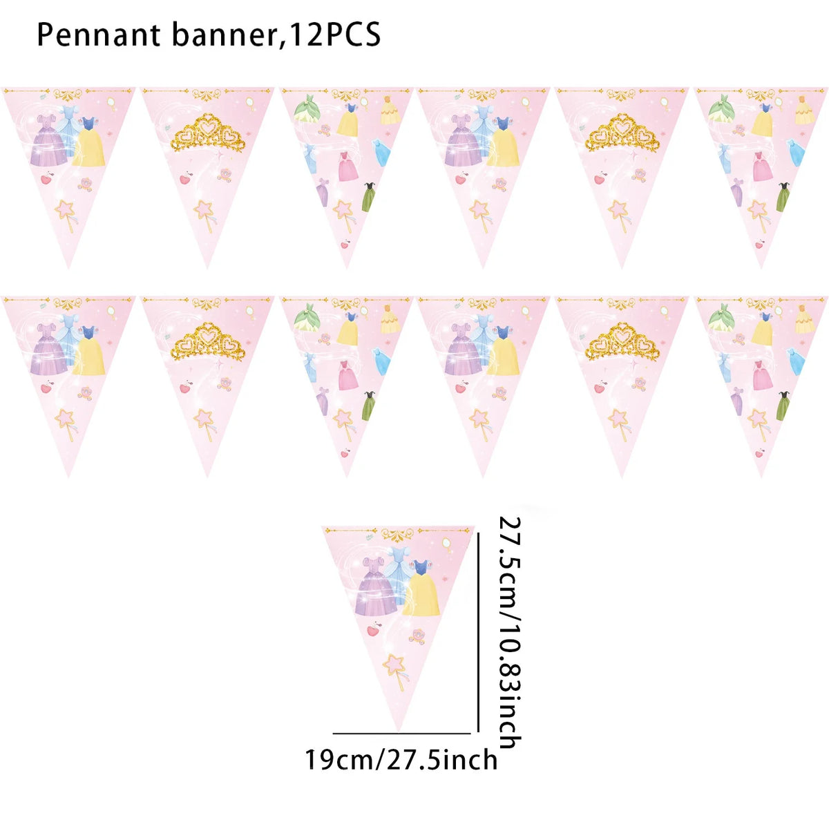 Princess Birthday Party Decorations Kit Paper Cup Plate Napkin Tablecloth  Banner Pink Party Supplies Disposable Dinnerware Set