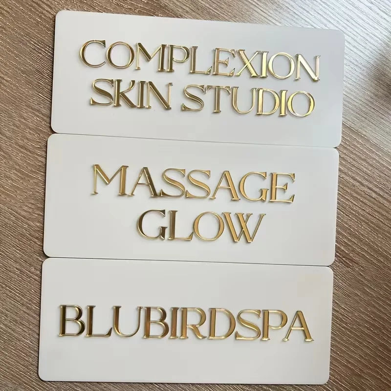Custom Signs for Small Businesses, Acrylic Door Plates, 3D Laser Cut Door Plates, Signs for Beauty and Hair Salons, Personalized