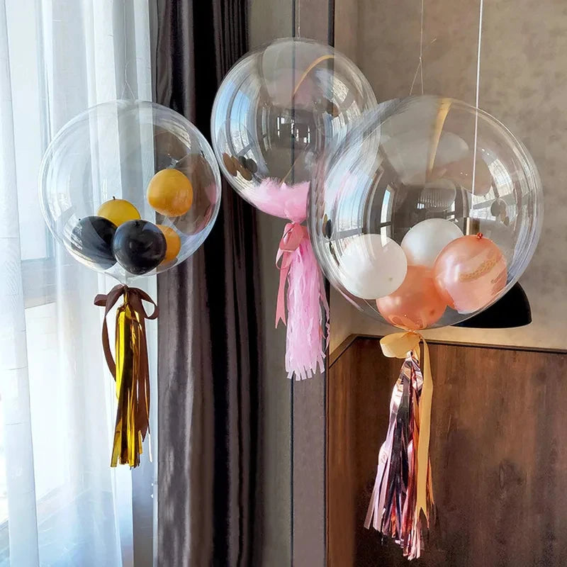 1-5pcs 18/20/24Inch Transparent Bobo Balloons Fillable Bubble Balloon for Wedding Birthday Party Decoration Air Helium Ballon