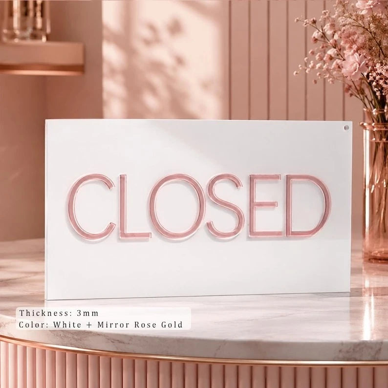 Custom Open Closed Acrylic Door Sign, Waterproof Double Sided Hanging Business Sign, Decorative Storefront Plaque for Cafe,Salon