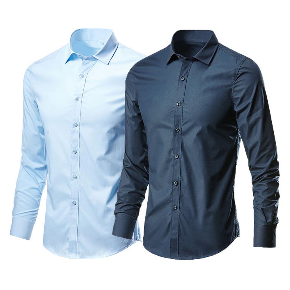 Men's White Shirt Long Sleeve Non iron Business Dress Slim Fit Korean Version Professional Work White Casual Men's Suit Shirt