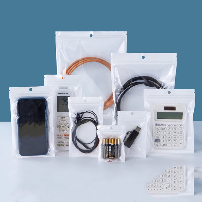100 aircraft holes white pearlescent film yin and yang bone bag ziplock bag jewelry plastic packaging bag printing logo