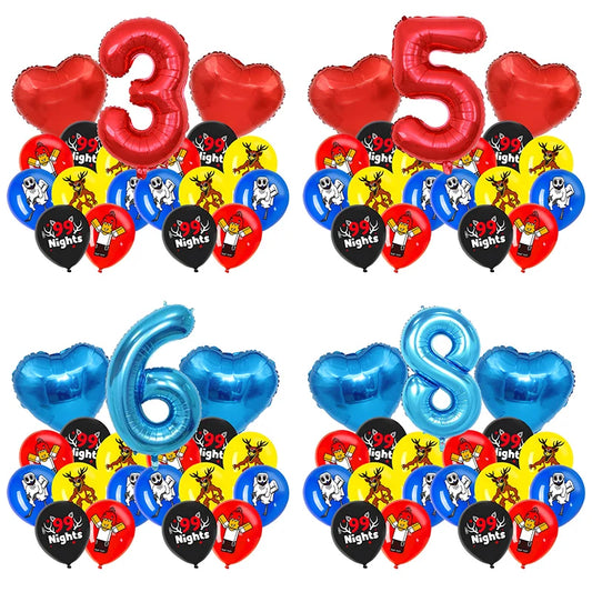 99 Nights in The Forest Birthday Number Ballons Set Balloons Baby Shower Party Decoration Hot Game Party Supplies Girl Boy Gift