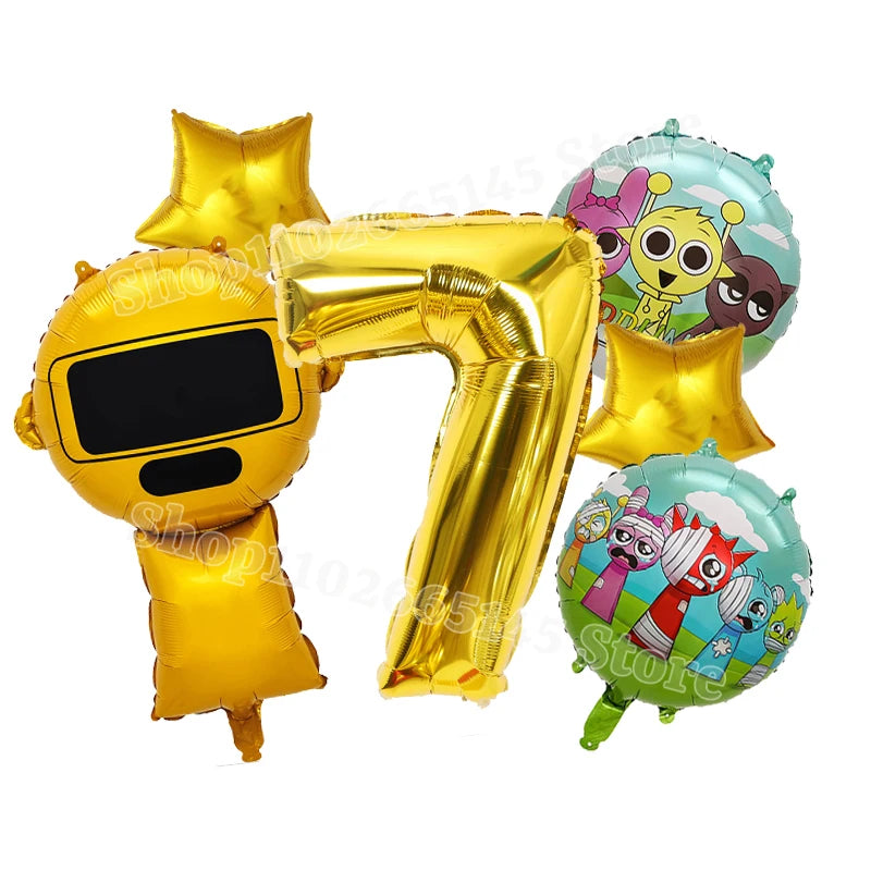 Sprunki Cute Balloons Kids New Digit 1-10 Party Decoration Boys Girls Birthday Baby Shower Gender Reveal Ballons Children Gift